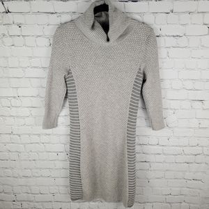ATHLETA | merino extra fine wool knit cowl/funnel neck ¾ sleeve sweater dress